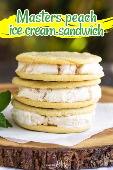 Georgia Peach Ice Cream Sandwich from The Masters is a bright refreshing ice cream sandwiched between two sugar cookies. It's the perfect summer dessert!
