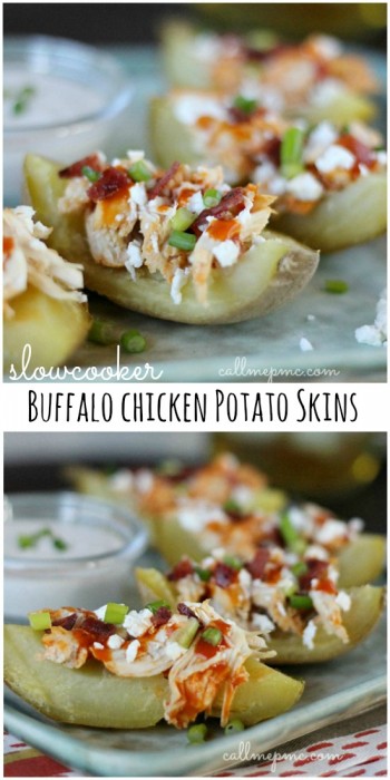 Slow Cooker Buffalo Chicken Potato Skins