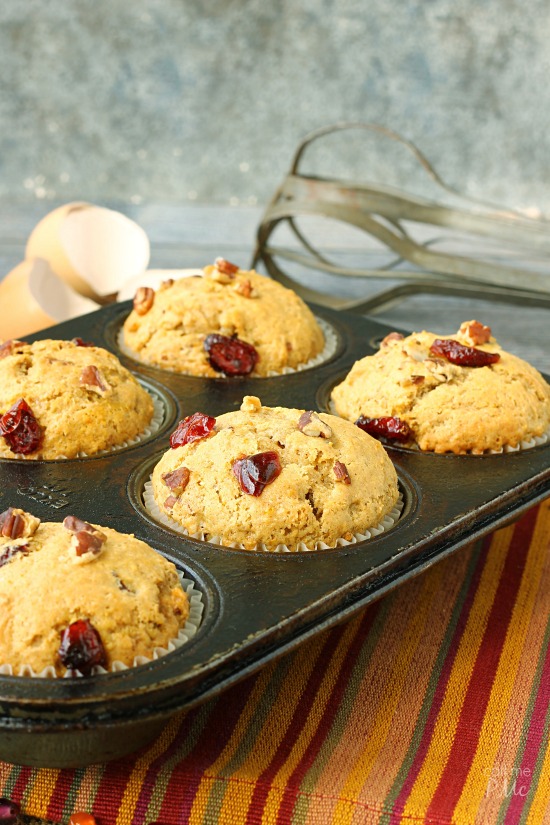 Moist and full of fall flavors, these Dried Cranberry Orange Muffins are full of tart cranberries, zesty orange and toasted pecans