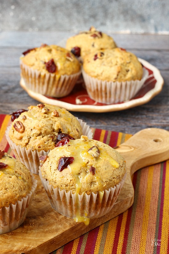 Dried Cranberry Orange Muffins via callmepmc.com moist, flavorful, fluffy and chock full of cranberries and pecans 