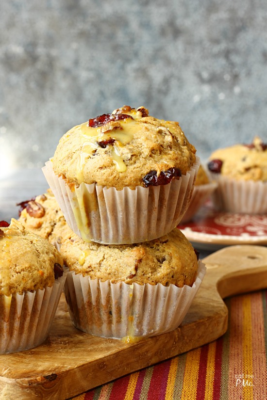 Moist and full of fall flavors, these Dried Cranberry Orange Muffins are full of tart cranberries, zesty orange and toasted pecans.