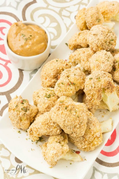 Skinny Baked Bread Cauliflower with almond butter sauce