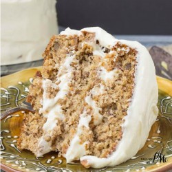 banana cake with cream cheese frosting.