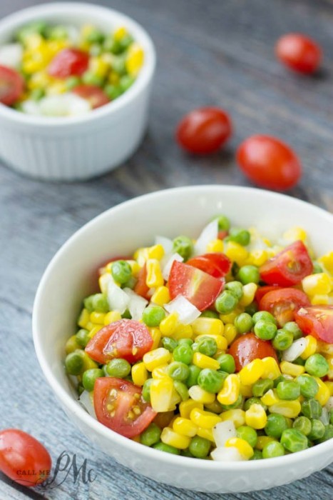 Sweet and Sour Marinated English Pea and Corn Salad