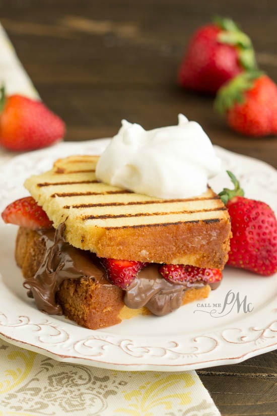 Nutella Strawberry Grilled Pound Cake Sandwiches recipe - the epitome of decadence!
