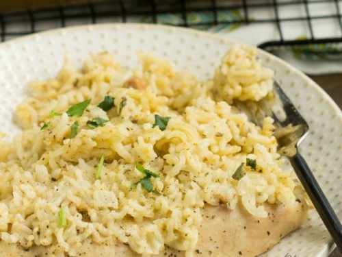 Slow Cooker Chicken with Creamy Mushroom Rice - The Midnight Baker