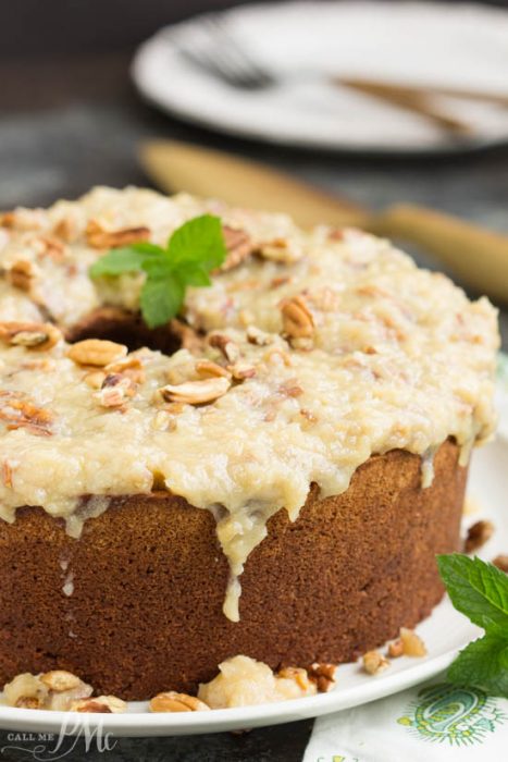 German Chocolate Pound Cake With Coconut Pecan Frosting 8768