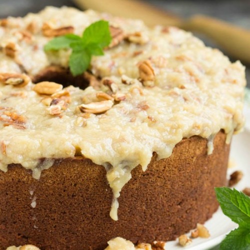 German Chocolate Pound Cake With Coconut Pecan Frosting 2328