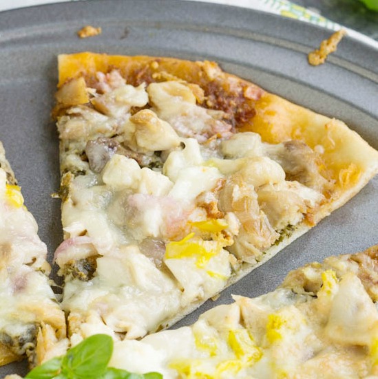 Two Pesto Chicken Pizza with Mozzarella and Ricotta recipe