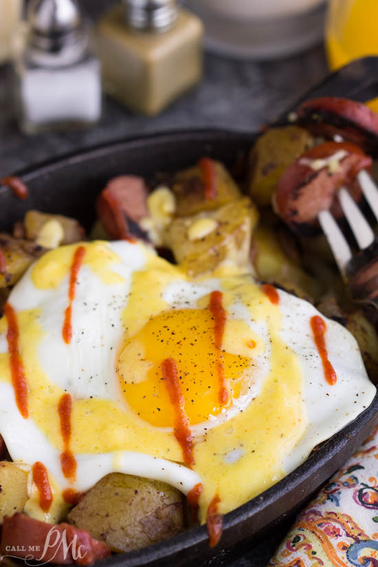 Sausage Potato Hash Fried Eggs Benedict Recipe