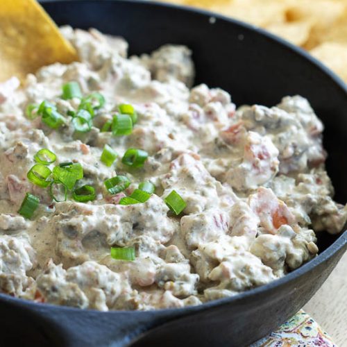 Easy Skillet Sausage Dip {Party Appetizer} - A Joyfully Mad Kitchen