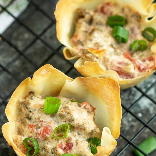 Cream Cheese Sausage Rotel Wonton Cups Call Me Pmc