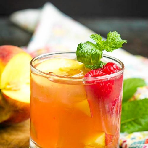 RASPBERRY PEACH BOURBON SMASH