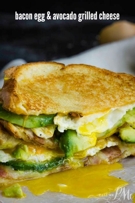 Double Fisted Fried Egg Bacon Avocado Grilled Cheese Sandwich