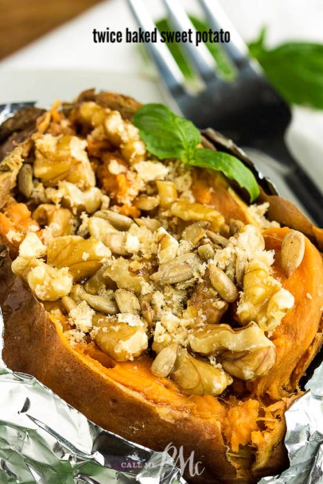 Twice Baked Maple Walnut Sweet Potatoes