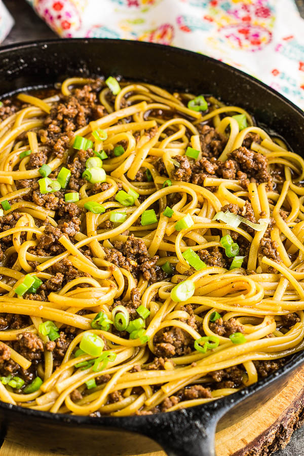GROUND BEEF MONGOLIAN NOODLES