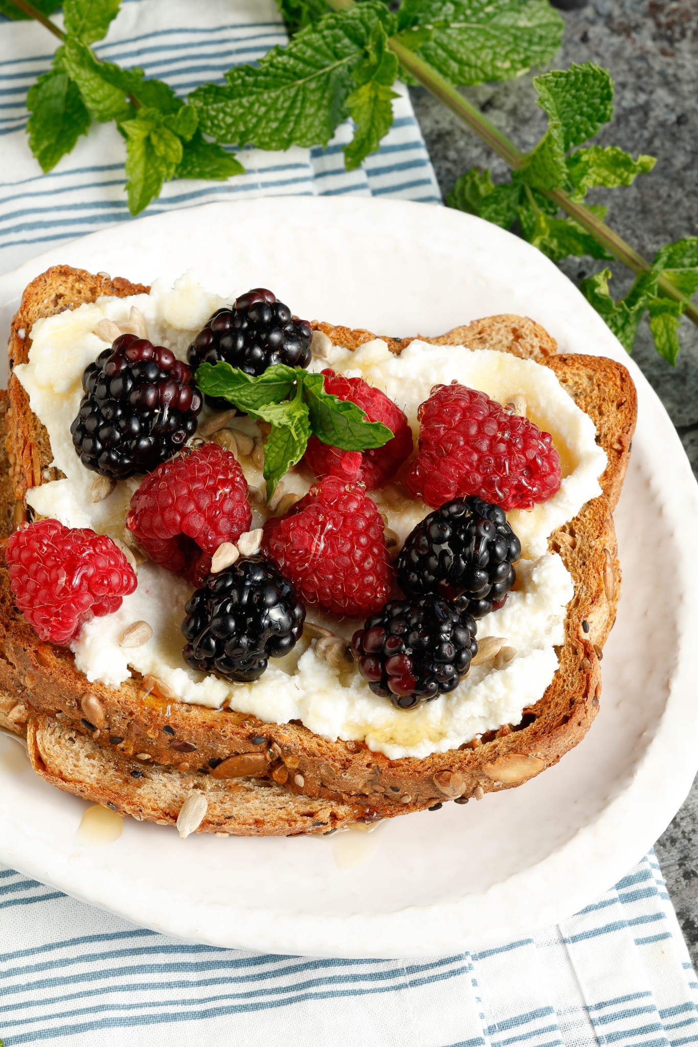 Blackberry Raspberry Ricotta Toast