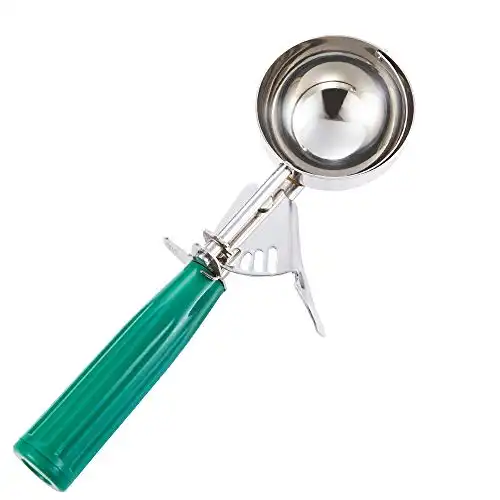 Saebye Portion Scoop - #12 (2.7 oz) - Disher Scoop, Cookie Scoop, Food Scoop, Ice Cream Soop - Portion Control - 18/8 Stainless Steel, Green Handle