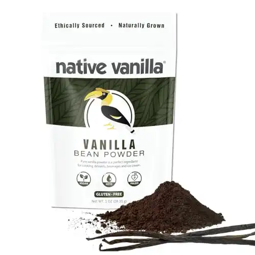 100% Pure Ground Tahitian Vanilla Bean Powder - For Cooking, Baking, Coffee, Smoothies & Desserts - No Fillers or Additives, Raw, Unsweetened- 1 oz