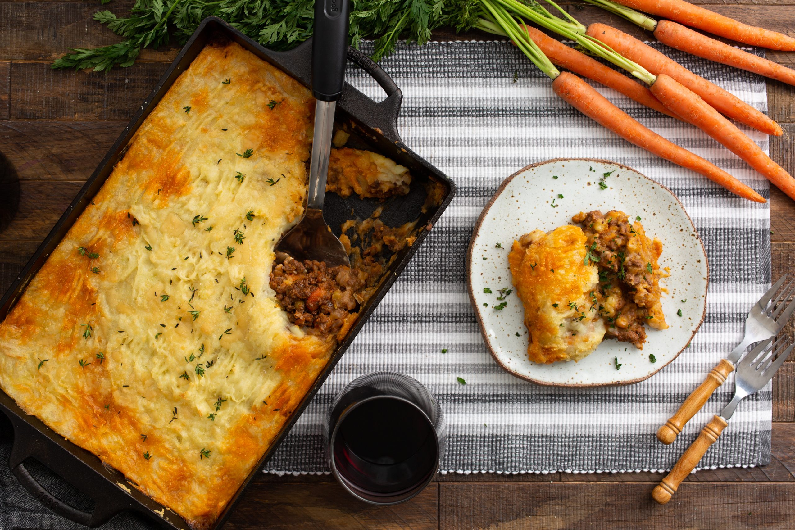 Authentic Cottage Pie Recipe on the table.