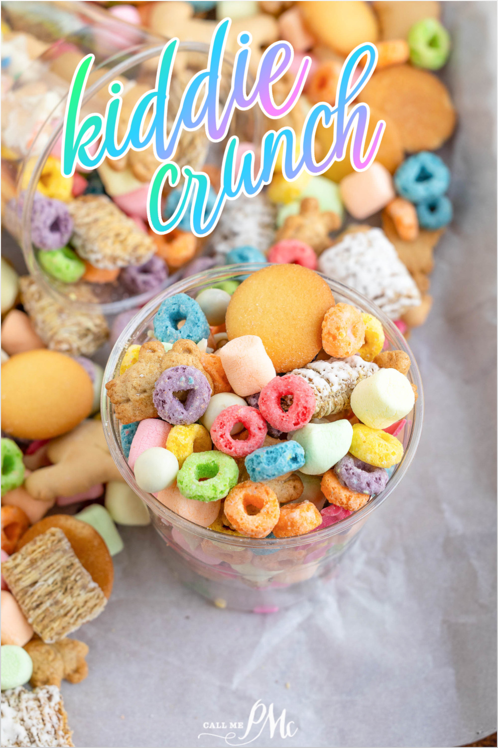 The Kiddie Crunch Snack Mix is a delightful plastic cup filled with colorful cereal, marshmallows, cookies, and animal crackers. A playful blend of textures and vibrant colors makes this treat irresistible for both kids and adults alike.